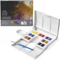 Winsor & Newton Artists Water Colour kompakti muovilaatikko 14 puolinappia ammattilaistason vesiväreillä